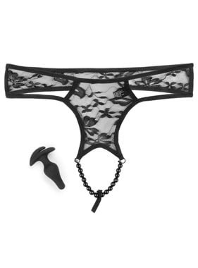 Pipedream Products Hookup Crotchless Pearl Panties with Plug