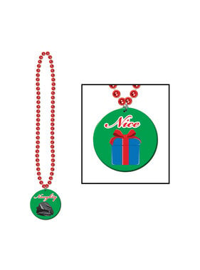 Beistle Company Holiday Beads w/Naughty or Nice Medal