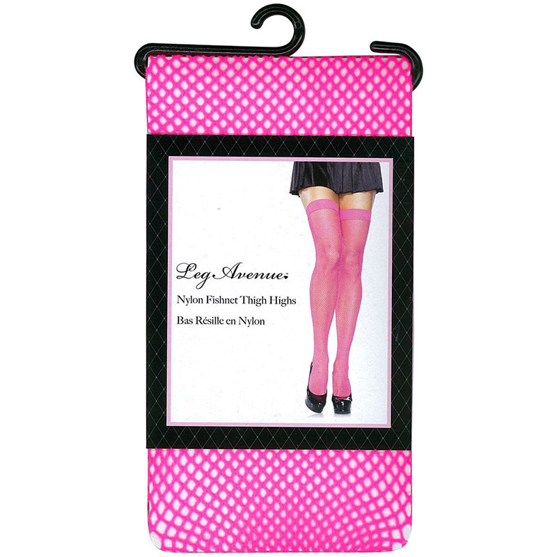 Leg Avenue Leg Avenue Nylon Fishnet Thigh High Stockings (Pink)