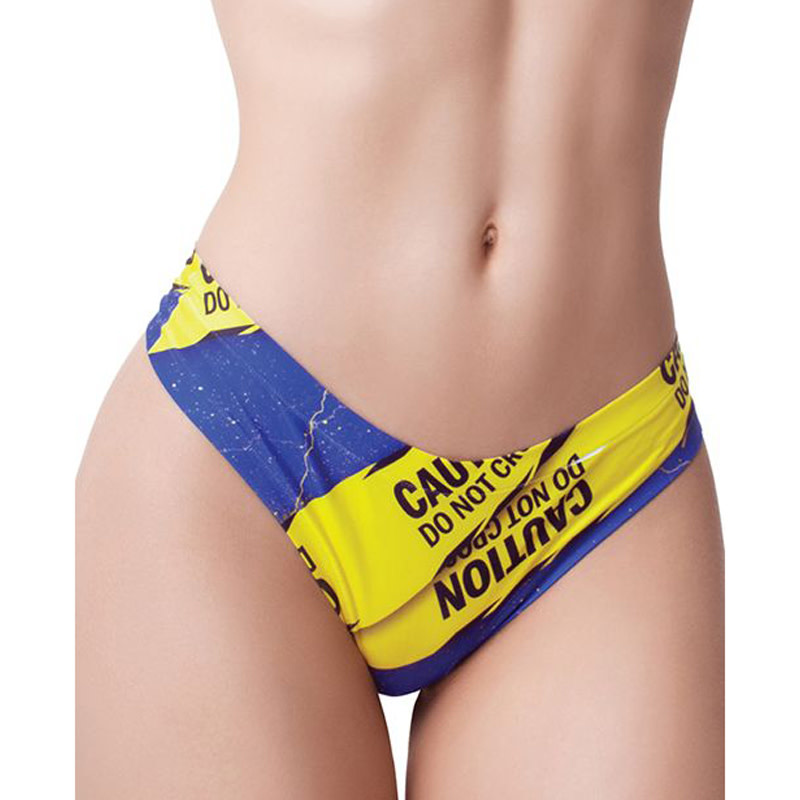 Memème Fashion Urban Geeks Caution Printed Thong