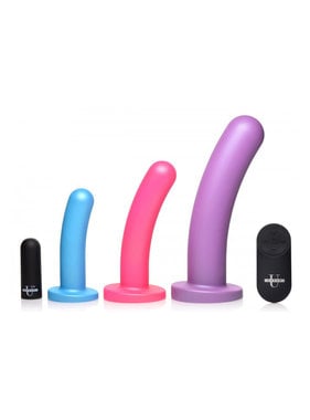 XR Brands Triple Peg 28X Vibrating Silicone Dildo Set w/ Remote