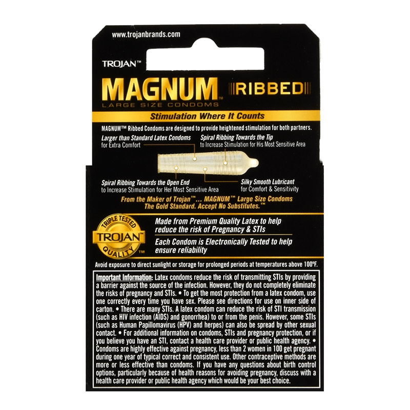 Trojan Condoms Trojan Magnum Lubricated Ribbed Condoms 3 Pack