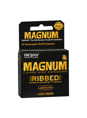 Trojan Condoms Trojan Magnum Lubricated Ribbed Condoms 3 Pack