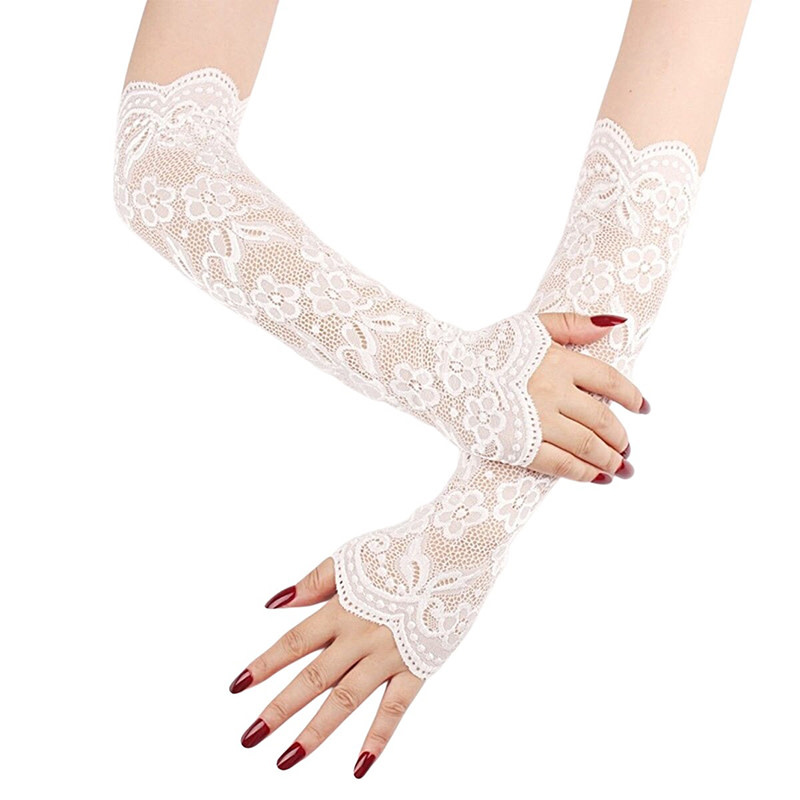 Premium Products Fingerless Lace Gloves (White)