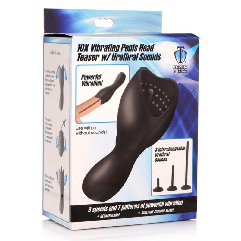 XR Brands Trinity Vibrating Penis Head Teaser w/ Urethral Sounds