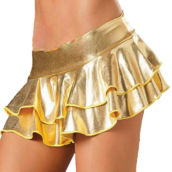 Premium Products PVC Metallic Mini Skirt (Gold)