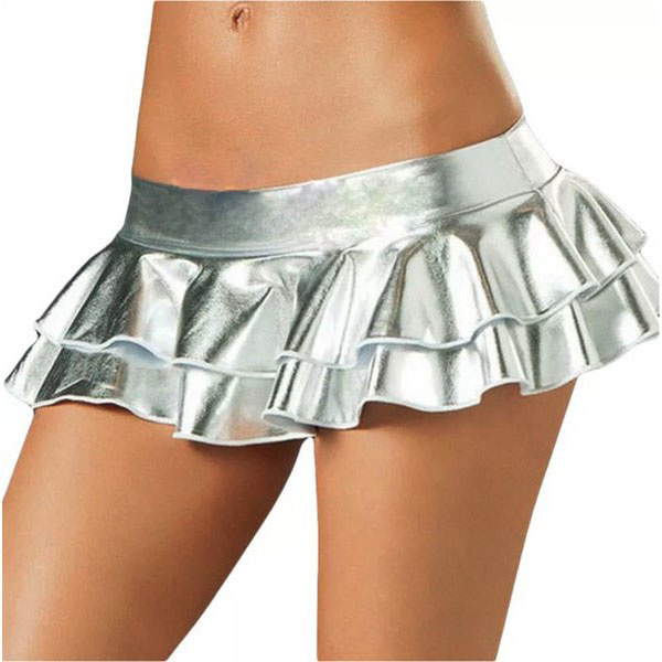 Premium Products PVC Metallic Mini Skirt (Silver)