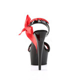 Pleaser USA DELIGHT-615 Mid Platform Sandal (Black/Red) Size 5