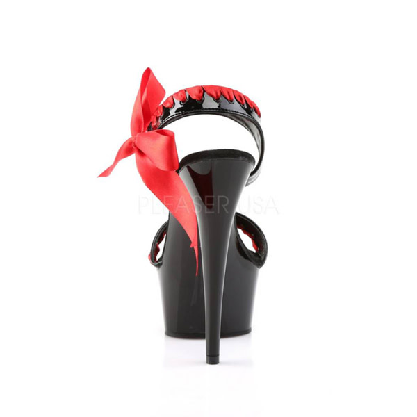 Pleaser USA DELIGHT-615 Mid Platform Sandal (Black/Red) Size 5