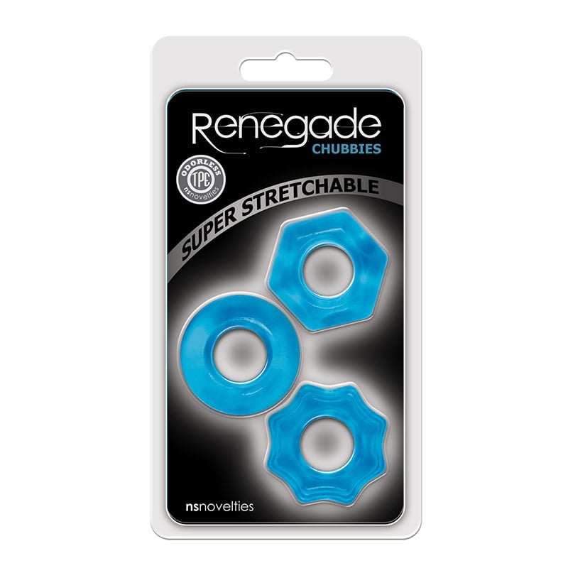 NS Novelties Renegade Chubbies Cock Ring Set (Blue)