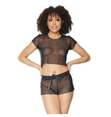 Coquette International Lingerie Black Mesh Crop Top & Short Set