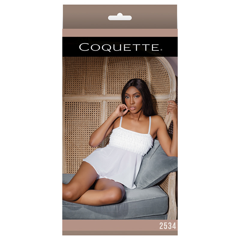 Coquette International Lingerie White Ruffled Babydoll