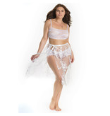 Coquette International Lingerie White Transparent Skirt with Floral Appliqué