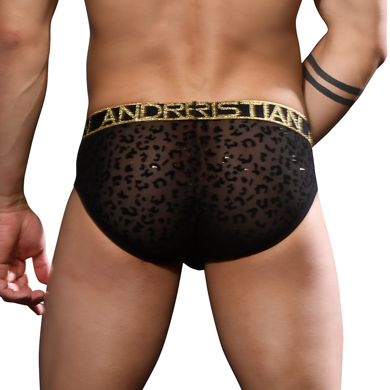 Andrew Christian Menswear Sparkle Sheer Leopard Brief w/ Almost Naked
