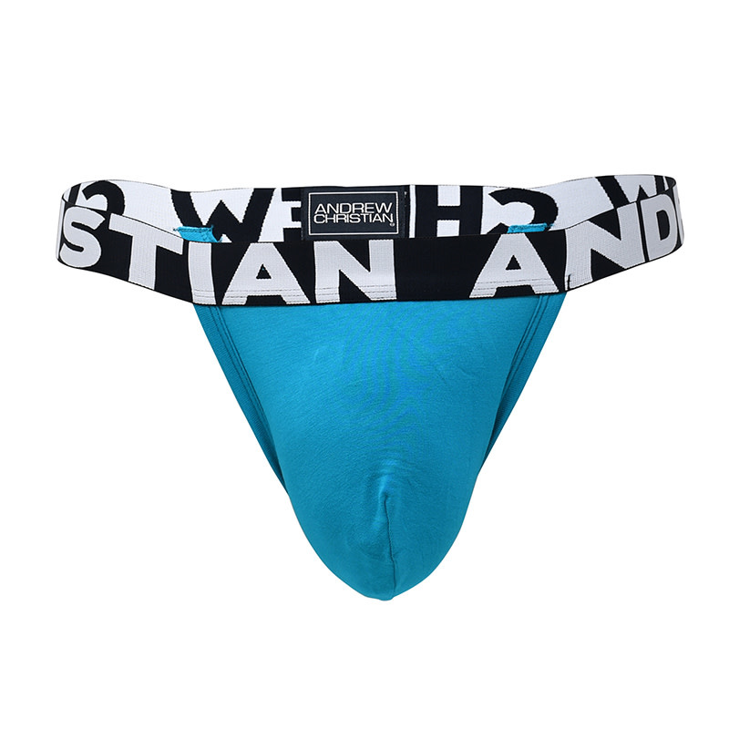 Andrew Christian Menswear Almost Naked Bamboo Y-Back Thong (Blue) (Extra Small)