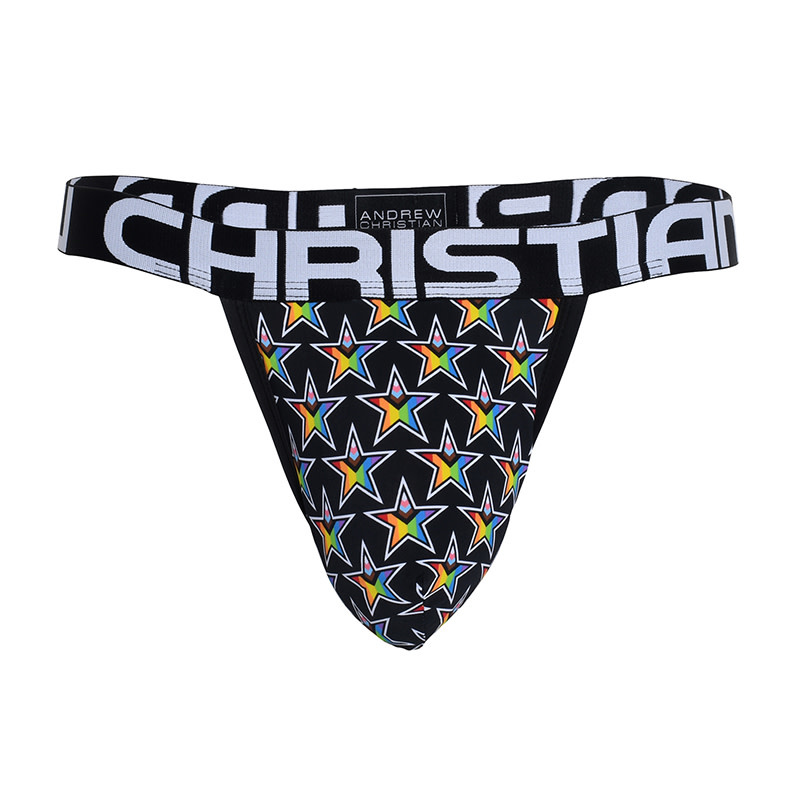 Andrew Christian Menswear Progress Pride Star Y-Back Thong w/ Almost Naked