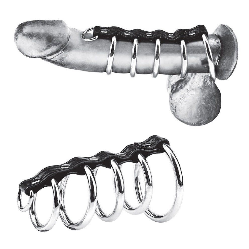 Electric Novelties Blue Line 5 Ring Steel Gates of Hell Cock Cage with Lead