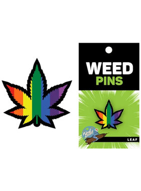 Wood Rocket Wood Rocket Enamel Pin: Rainbow Weed Leaf