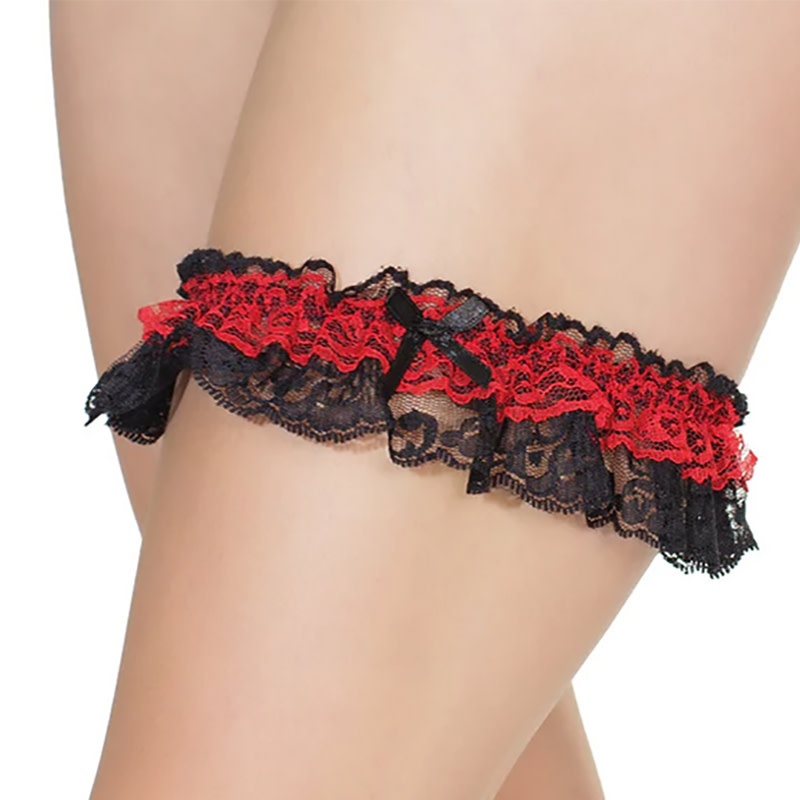 Coquette International Lingerie Ruffled Red Lace Leg Garter