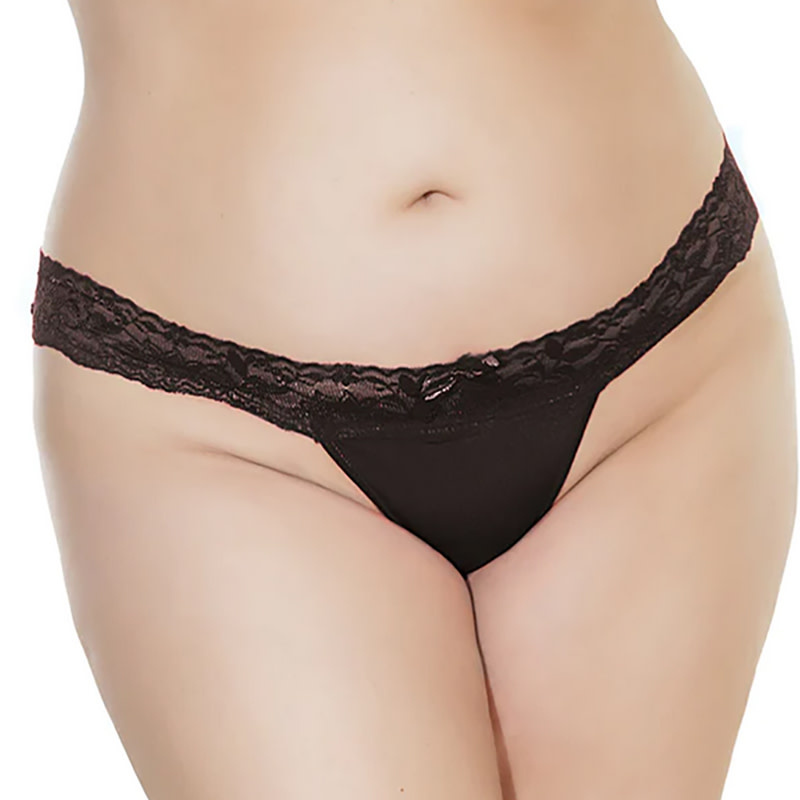 Coquette International Lingerie Lycra & Scalloped Lace Thong