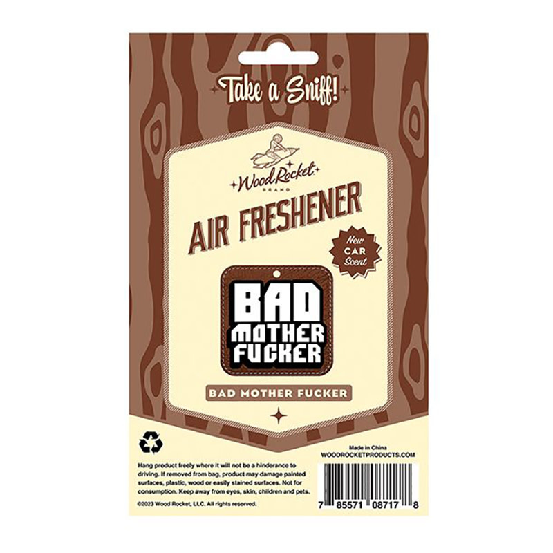 Wood Rocket Air Freshener: Bad Mother Fucker (New Car Scent)