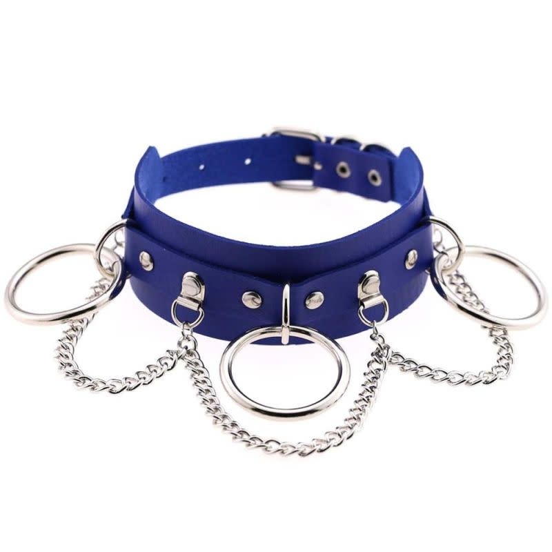 Premium Products Ciaran Collar with Chains and O-Rings (Blue)