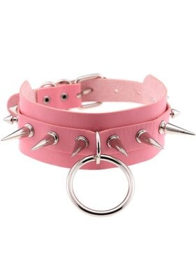 Premium Products Tashia Spiked Collar with O-Ring (Pink)