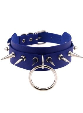 Premium Products Tashia Spiked Collar with O-Ring (Blue)