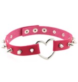 Premium Products Heart Ring Choker Collar with Spikes (Pink)