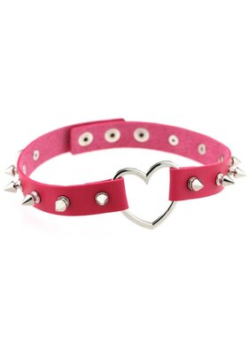 Premium Products Heart Ring Choker Collar with Spikes (Pink)