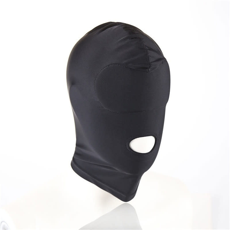 Premium Products Spandex Open Mouth Hood with Built-In Blindfold (Black)