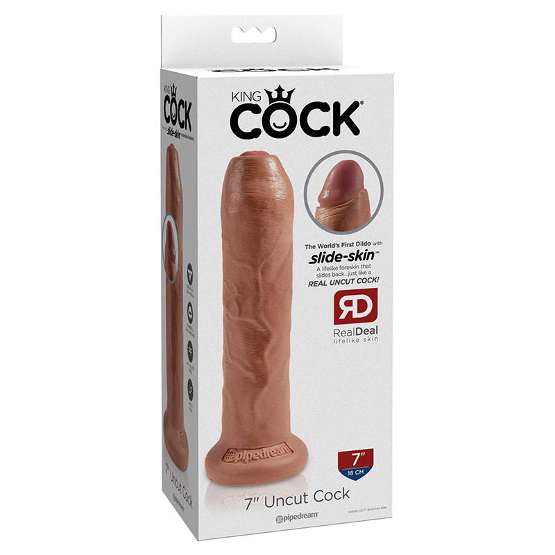Pipedream Products King Cock 7" Slide-Skin Uncut Cock (Tan)