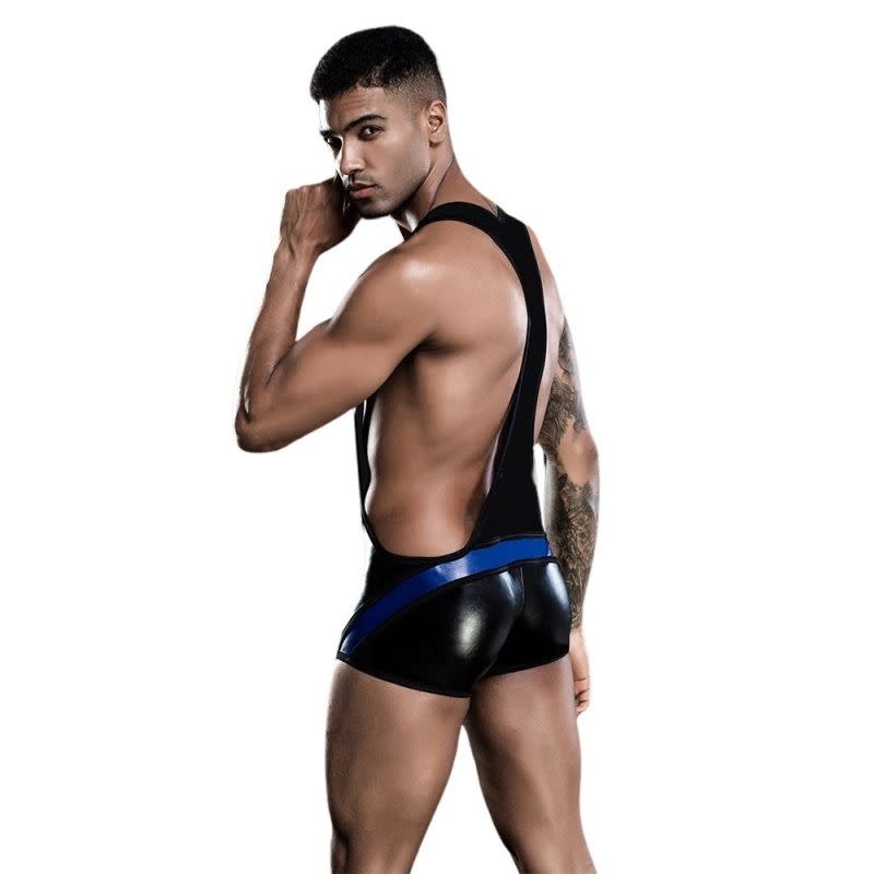 JSY Black and Blue Wetlook Singlet (One Size)