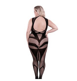 Fantasy Lingerie Sheer Cross Faded High Neck Crotchless Bodystocking