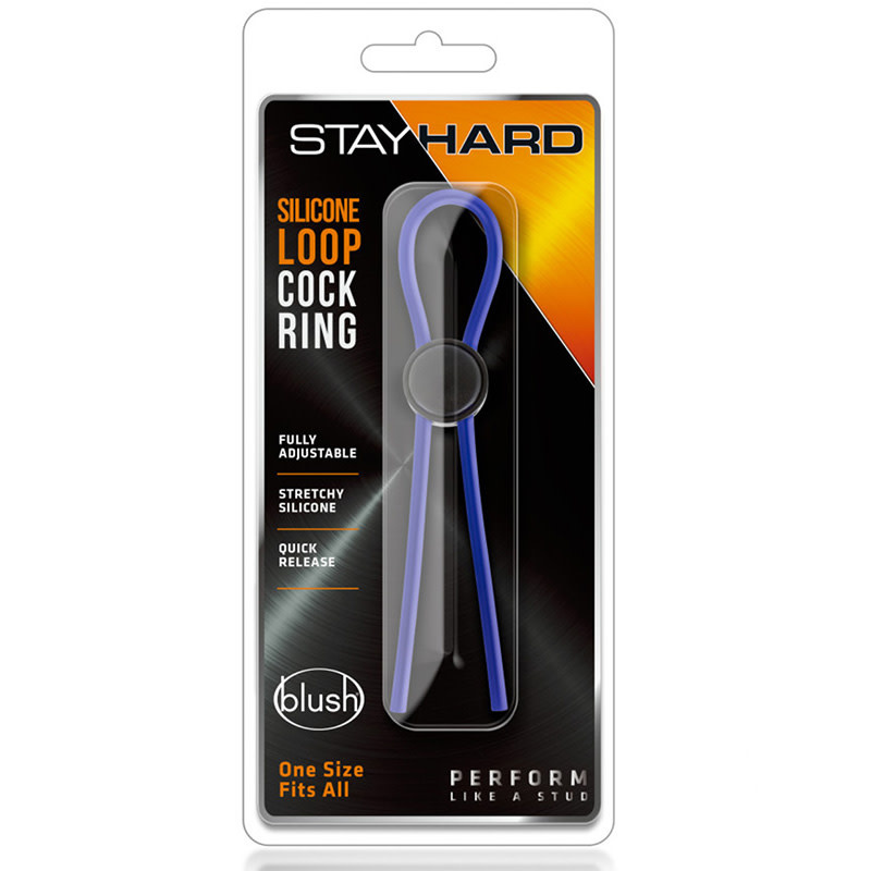 Blush Novelties Stay Hard Silicone Lasso Cock Ring (Blue)