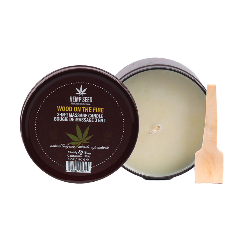 Earthly Body Hemp Seed 3-in-1 Holiday Massage Candle (Wood On The Fire)