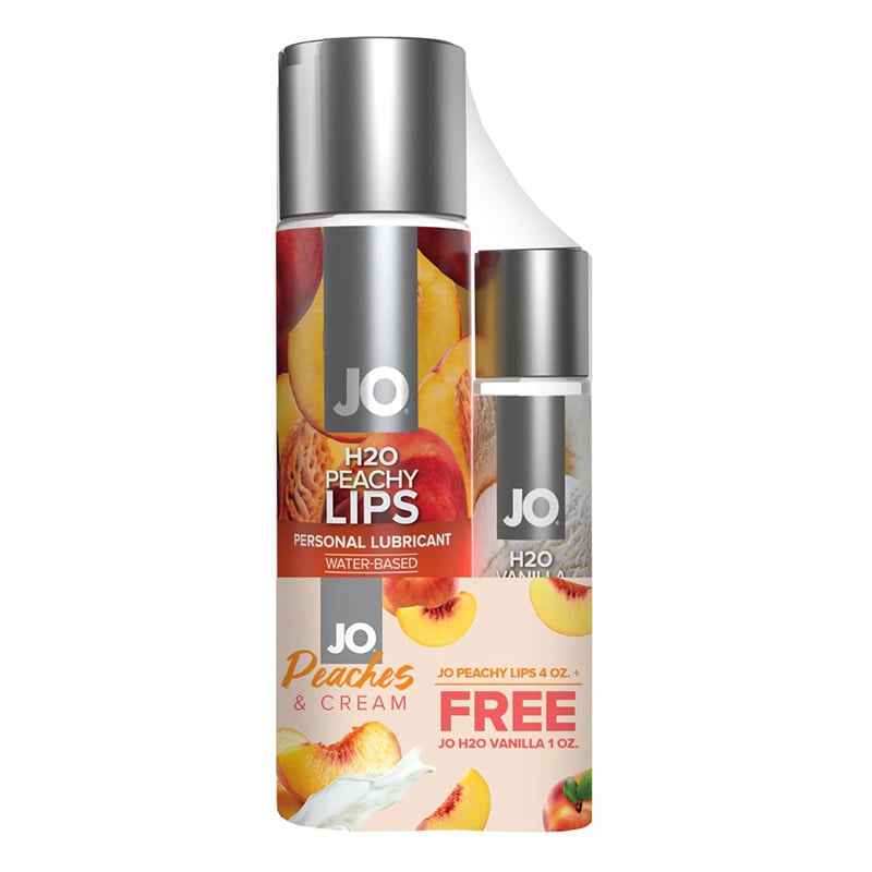 System JO JO Peaches & Cream Lube Set (JO Peachy Lips 4 fl.oz. + JO H2O Vanilla 1 fl.oz)