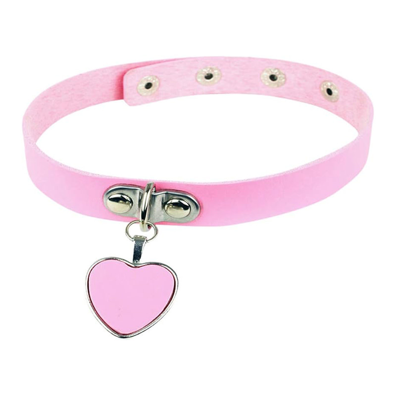 Premium Products Solid Heart Pendant Collar (Pink)