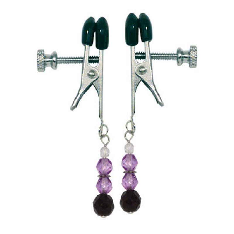 Spartacus Spartacus Nipple Clamps with Purple Colored Beads