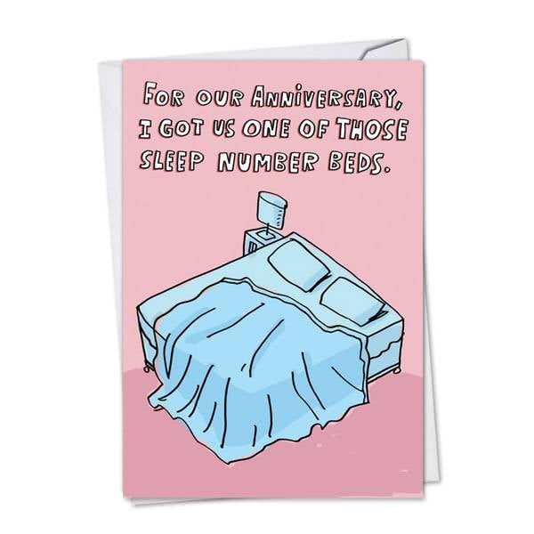 Noble Works Cards (Greeting Card) Sleep Number Bed Anniversary Card