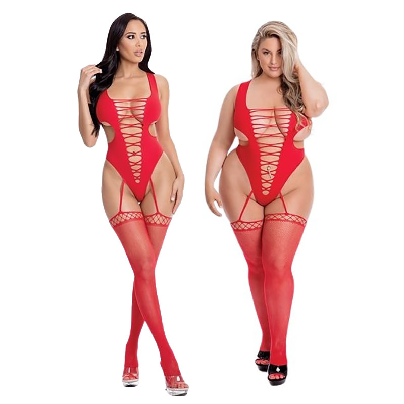 Pink Lipstick All A Dream Bodystocking (Red)