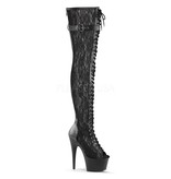 Pleaser USA ADORE-3025ML Platform Peep Toe Front Lace-up Thigh High Boot