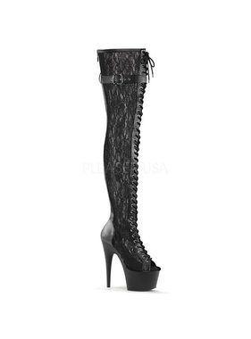 Pleaser USA ADORE-3025ML Platform Peep Toe Front Lace-up Thigh High Boot