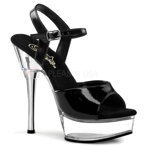 Pleaser USA ALLURE-609 Mid Platform Sandal (Black/Clear)