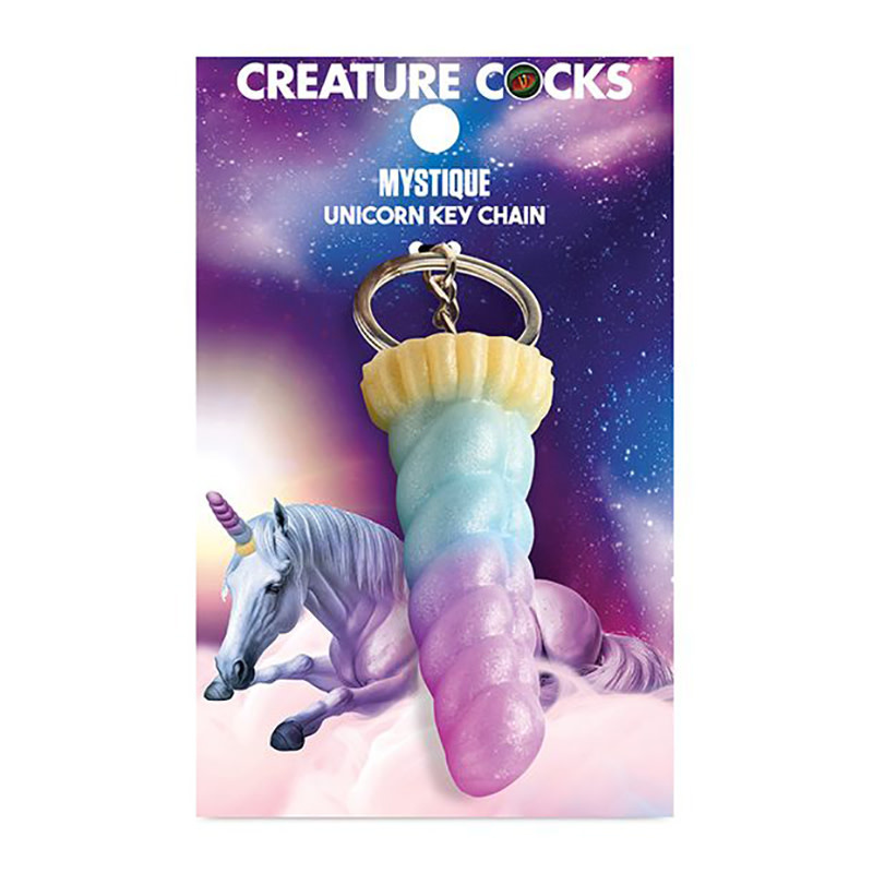 XR Brands Creature Cocks Silicone Key Chain: Mystique Unicorn