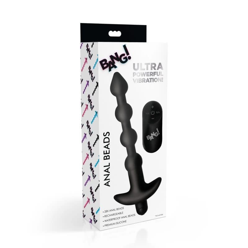 XR Brands Bang! Vibrating Anal Beads (Black)