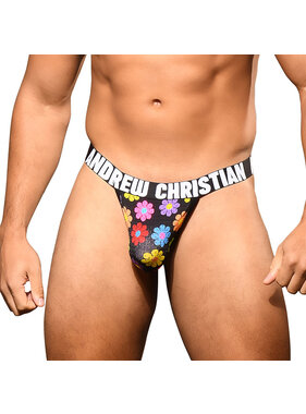 Andrew Christian Menswear Flower Power Mesh Y-Back Thong w/ Almost Naked