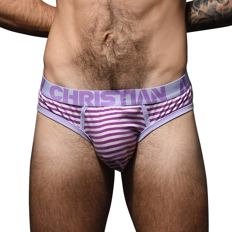 Andrew Christian Menswear Lavender Stripe Brief w/ Almost Naked