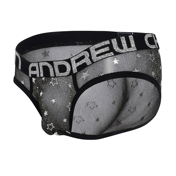 Andrew Christian Menswear Sheer Star Sparkle Brief w/ Almost Naked (Small)