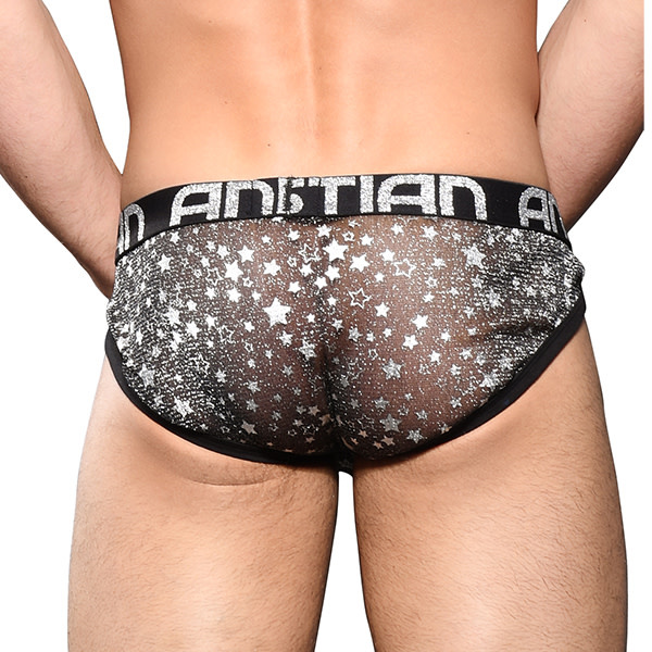 Andrew Christian Menswear Sheer Star Sparkle Brief w/ Almost Naked (Small)